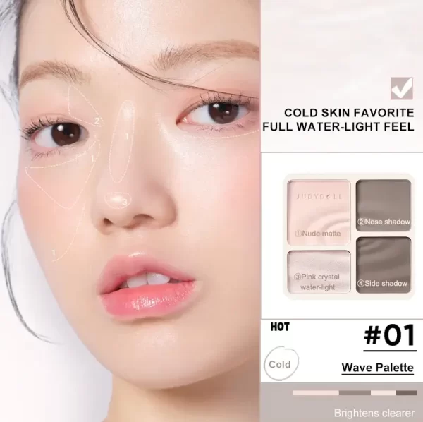 Палітра для контурування обличчя з пудрою і контуром Judydoll 2 in 1 Highlighter Contour Palette - Зображення 2