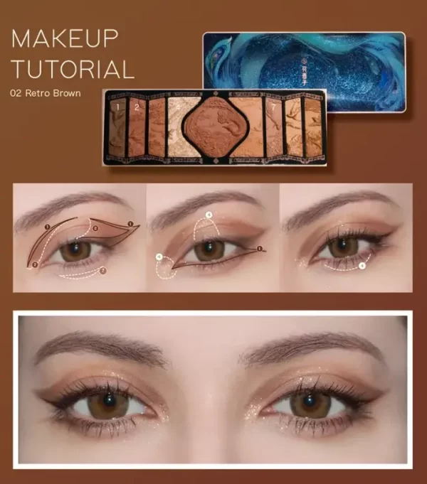 Палітра тіней Florasis Floral Engraving Phoenix Makeup Palette 02 Retro Brown - Зображення 6