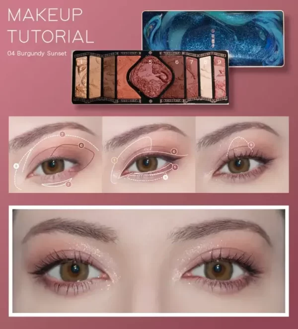 Палітра тіней Florasis Floral Engraving Phoenix Makeup Palette 04 Burgundy Sunset - Зображення 5